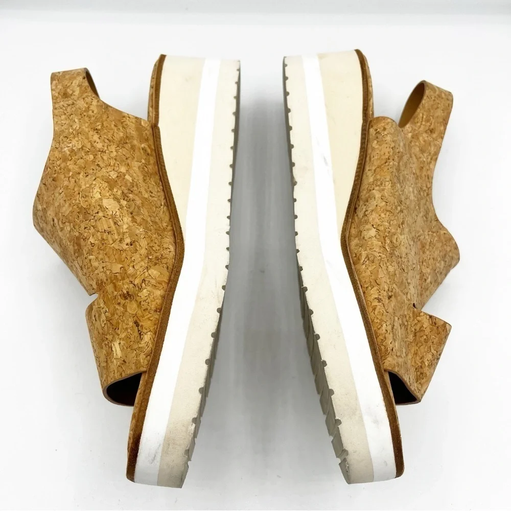 Vince Shelby Cork Wedge Heel Strap Sandals Tan 8.5